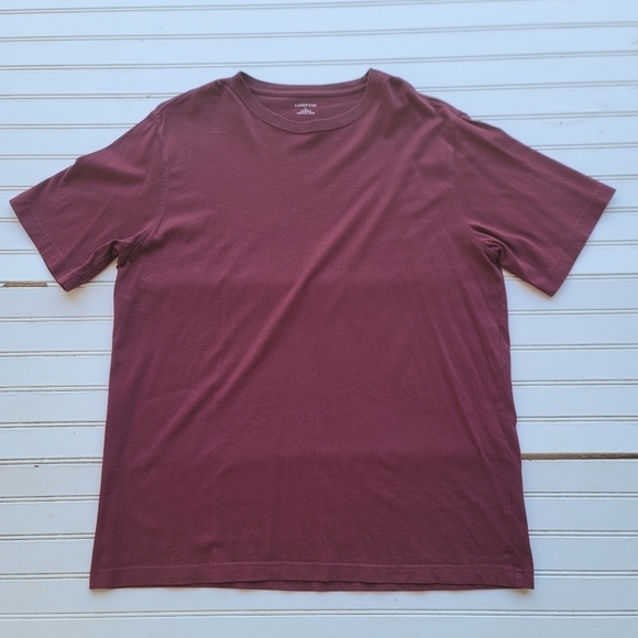Lands' End Men's Burgundy Red Short Sleeve T-Shirt 100% Cotton L (42-44) - Picture 1 of 5